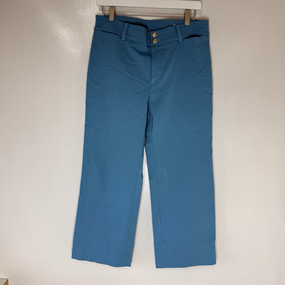 Chico’s Women’s Turquoise Stretch Cropped Capri Pants Size 6 Blue Teal Casual